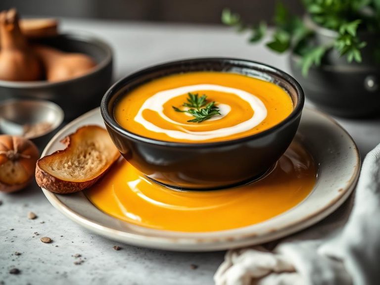 Acorn squash soup with ginger and coconut milk
