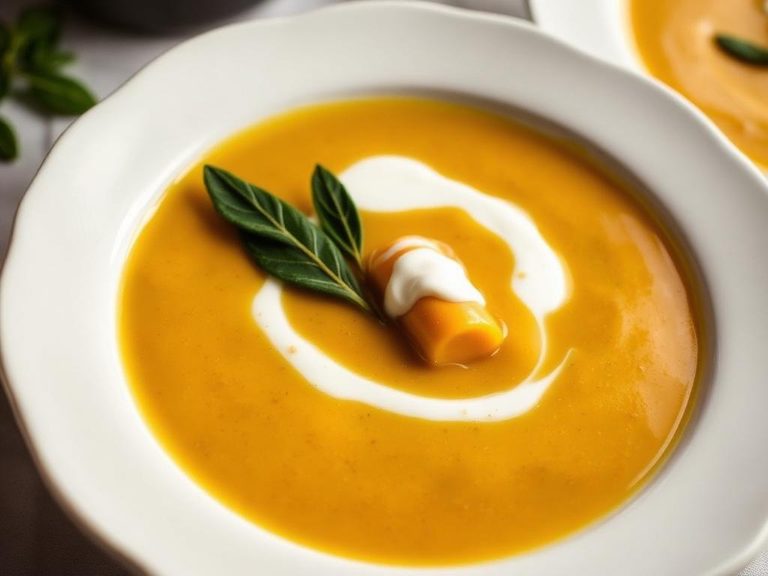 Acorn Squash Soup with Sage and Cream