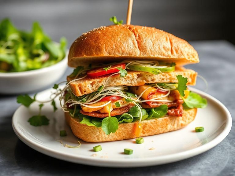 Alfalfa sprout sandwich