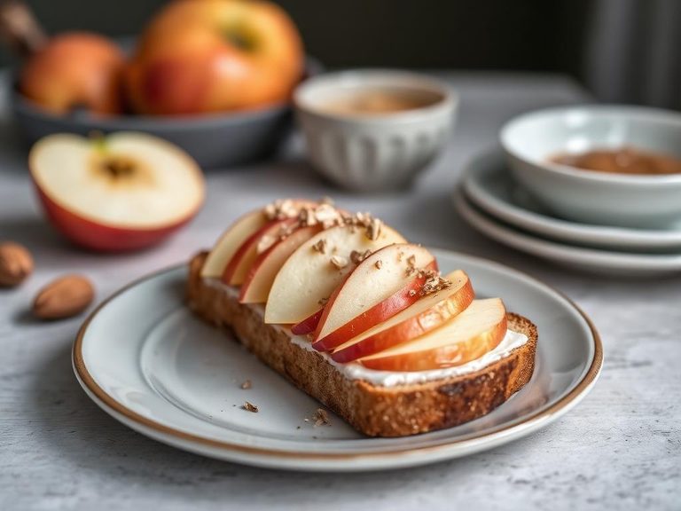 Almond Butter and Apple Slices on Bread
