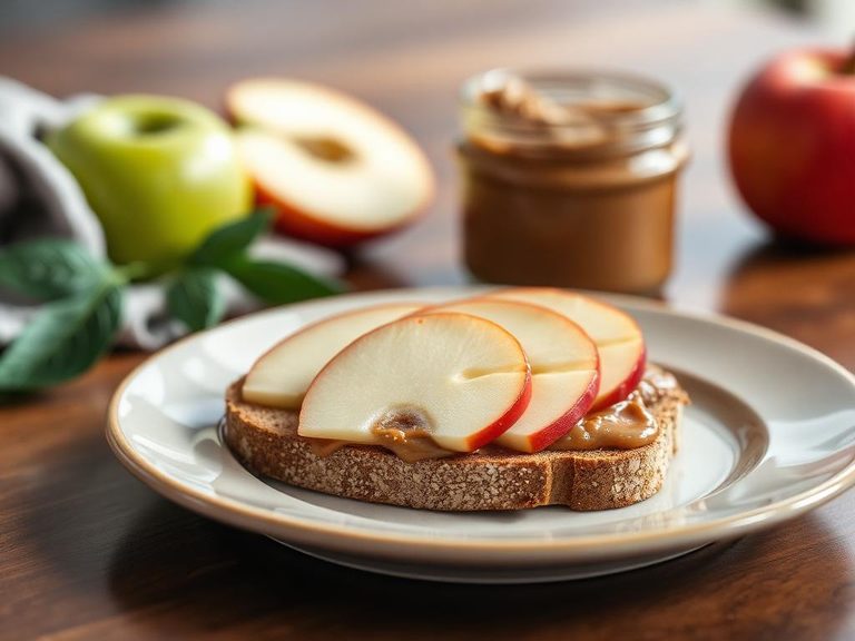 Almond Butter and Apple Slices on Wheat