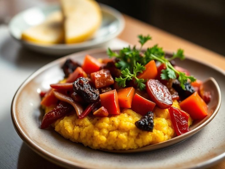 Amaranth polenta with vegetables