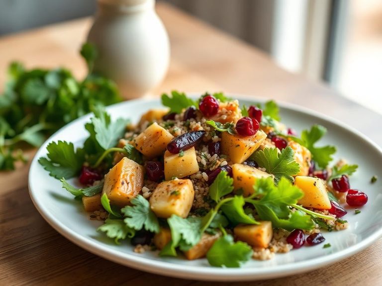 Amaranth salad with roasted vegetables