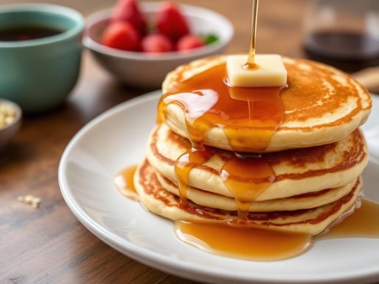 American Buttermilk Pancakes with Maple Syrup