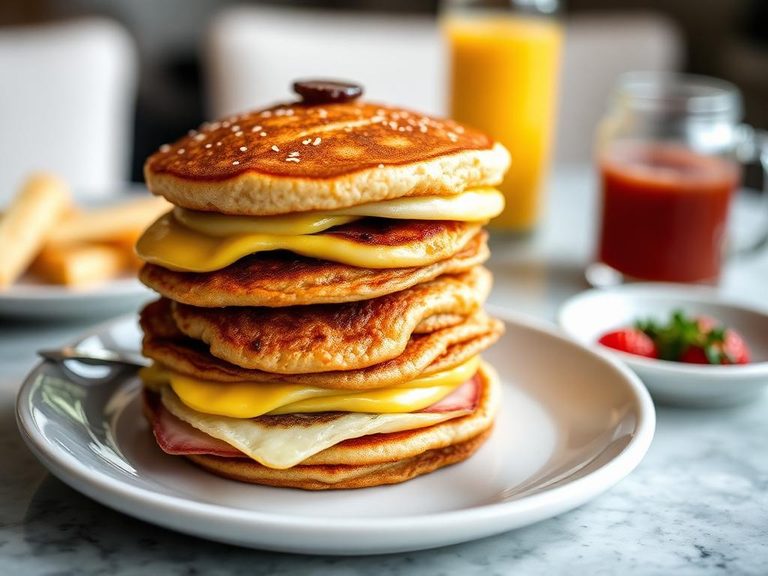 American-style breakfast stack