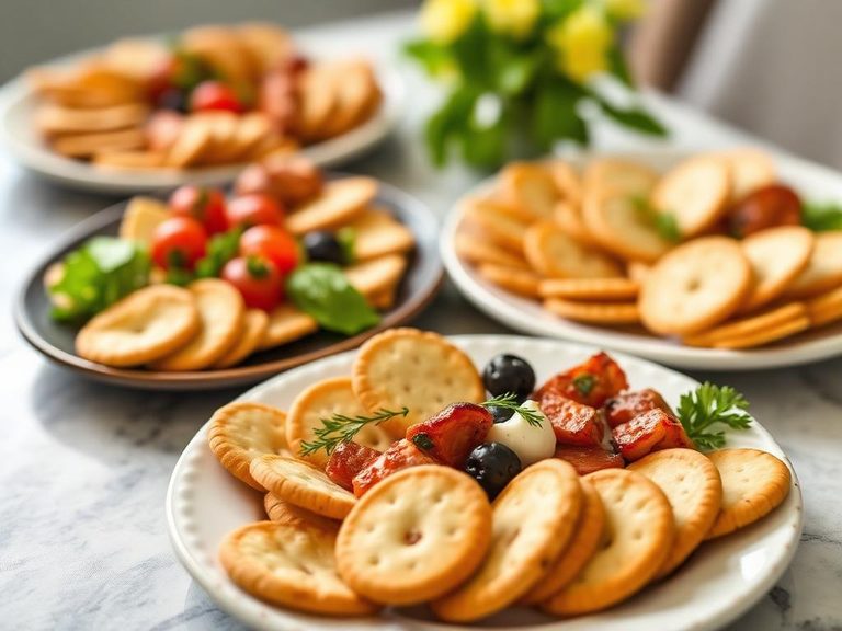 Appetizer platters with crackers