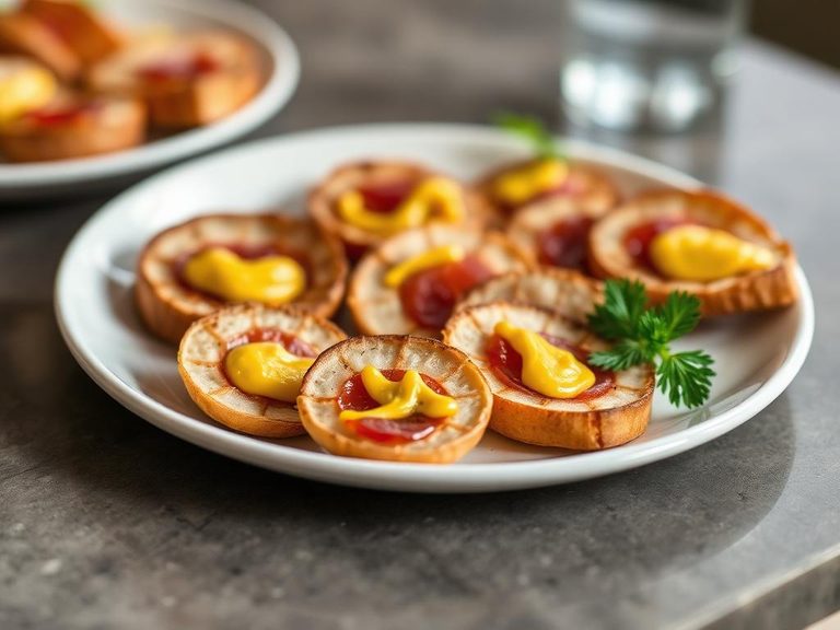Appetizer slices with mustard