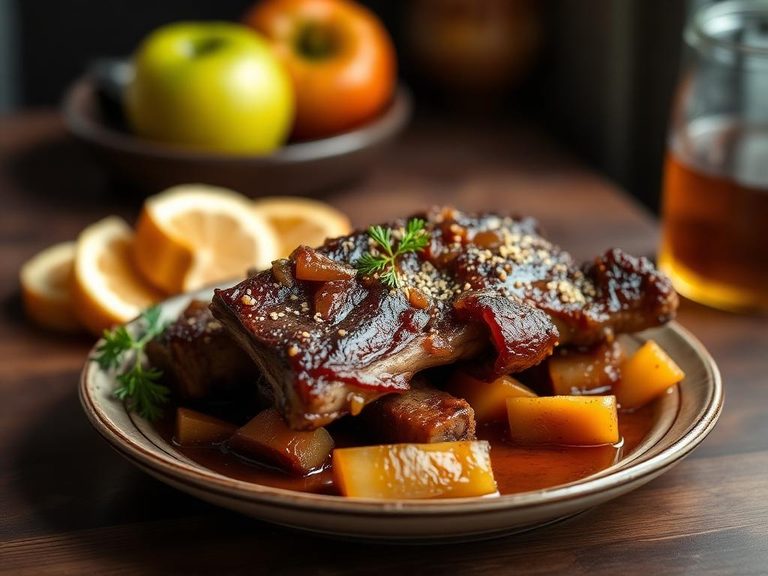 Apple cider braised pork ribs