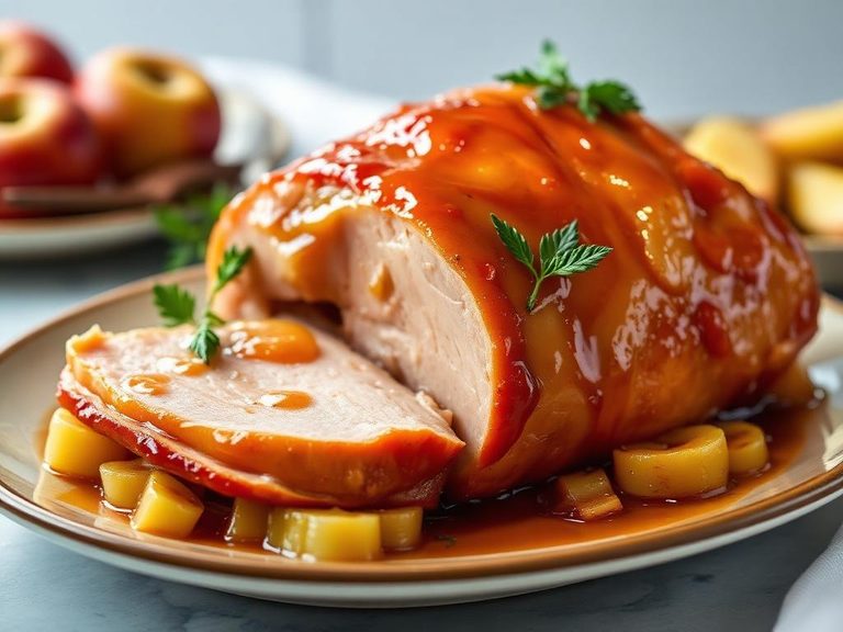 Apple-glazed ham or pork