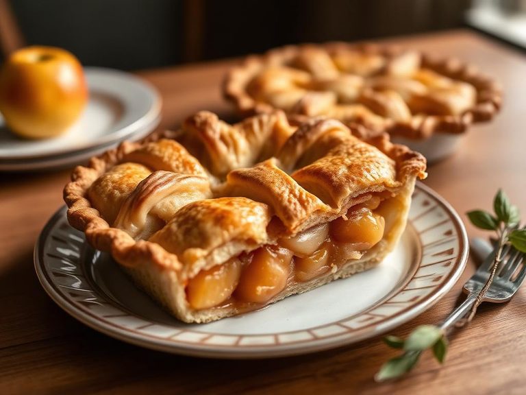 Apple pie (often mixed with tarter varieties)