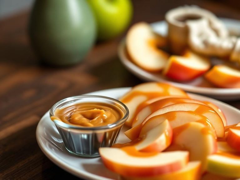 Apple slices with caramel dip