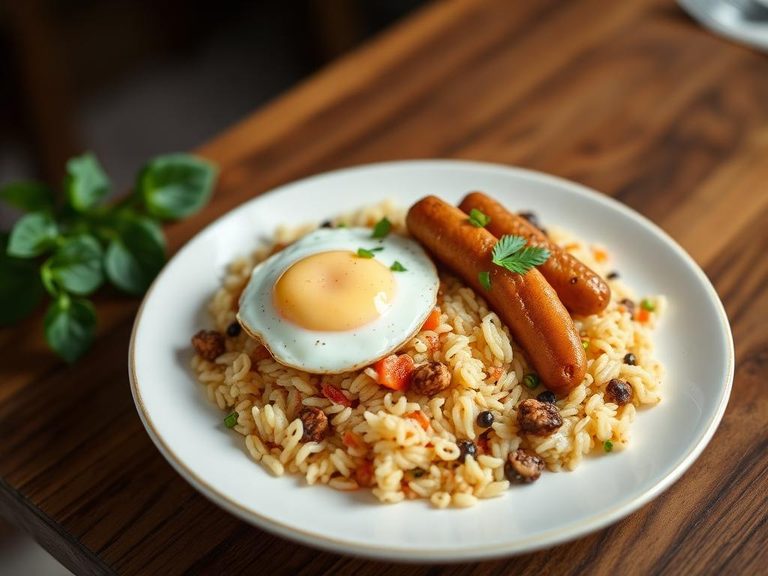 Arroz con Salchichas y Huevos