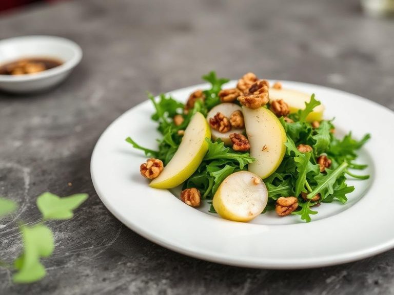 Arugula and pear salad with walnuts