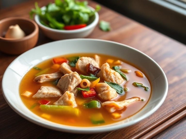 Asian-style chicken vegetable soup