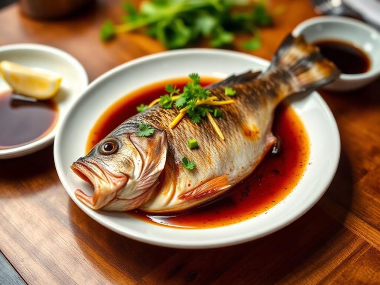 Asian-style steamed bass with ginger and soy
