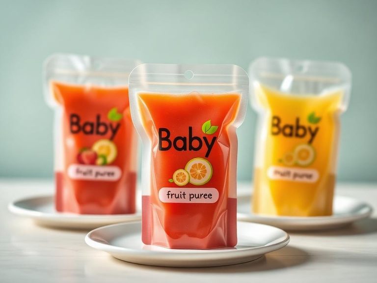 Baby food fruit puree pouches
