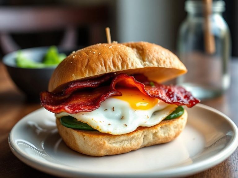 Bacon and egg breakfast sandwich