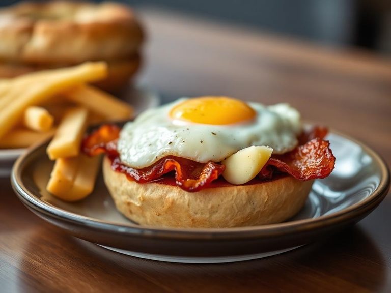 Bacon, egg, and cheese on a bagel