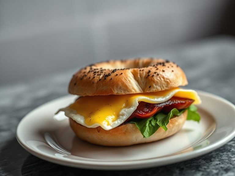 Bagel sandwich with egg and cheese