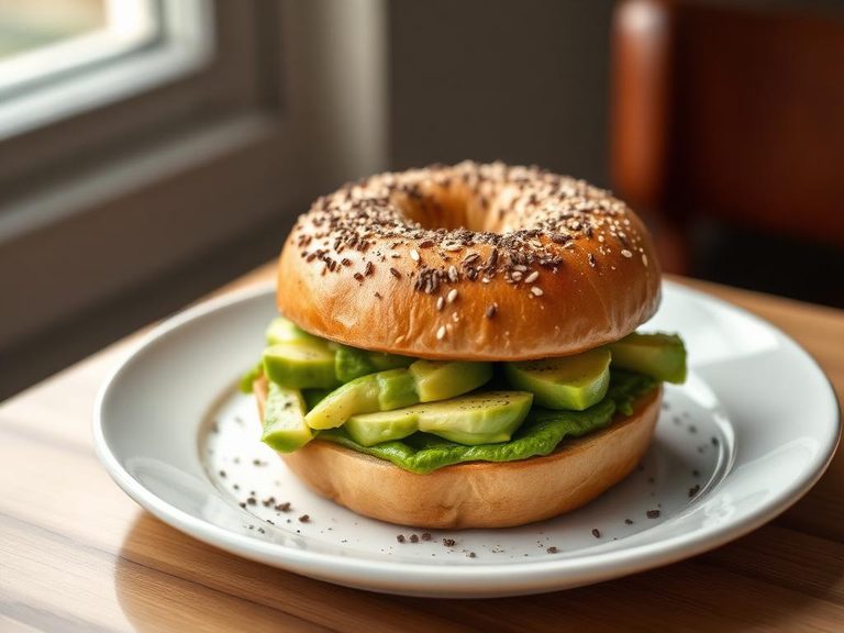 Bagel with Avocado and Everything Seasoning