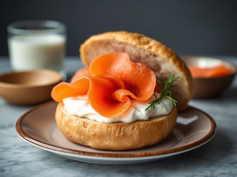 Bagel with Cream Cheese and Smoked Salmon
