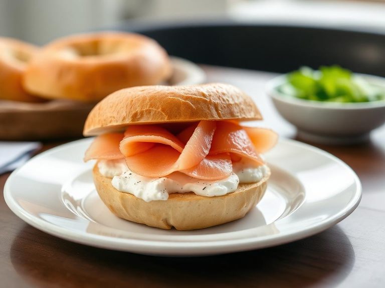 Bagel with Cream Cheese and Smoked Whitefish