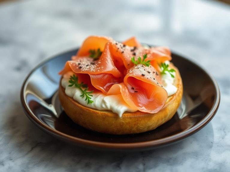 Bagel with lox and cream cheese