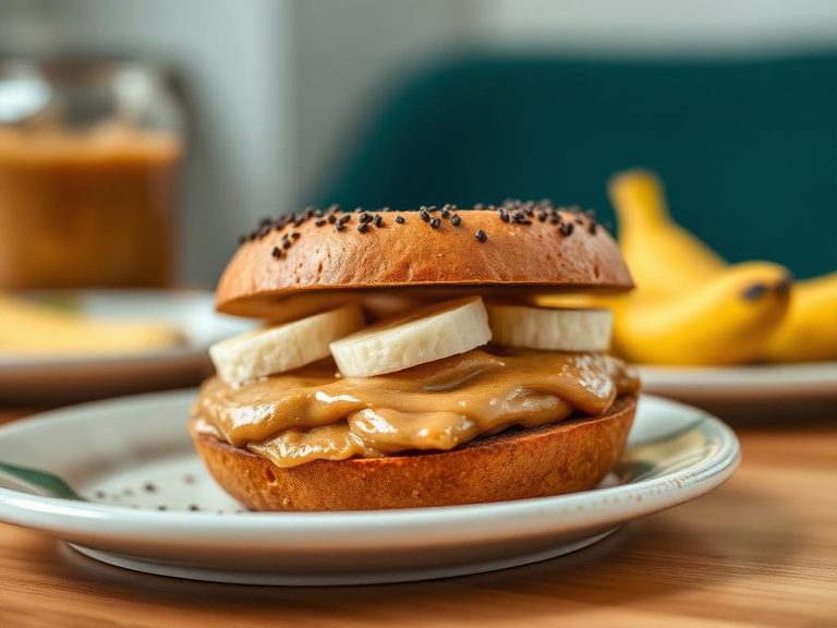 Bagel with Peanut Butter and Banana