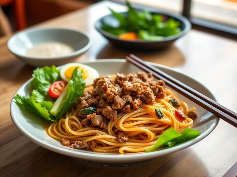 Bak Chor Mee (minced meat noodles, often with duck egg)