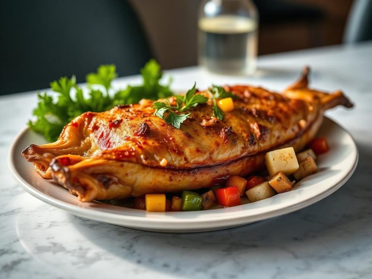 Baked Drum with Vegetable Medley