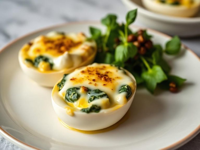 Baked Eggs with Spinach and Cheese