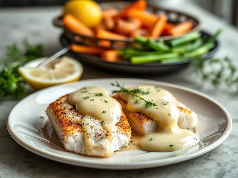Baked Fillets with Lemon-Dill Sauce