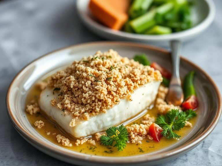 Baked Halibut with a Crumb Topping