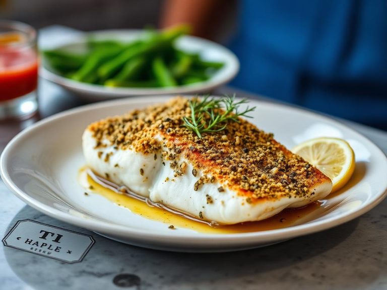 Baked Halibut with Herb Crust
