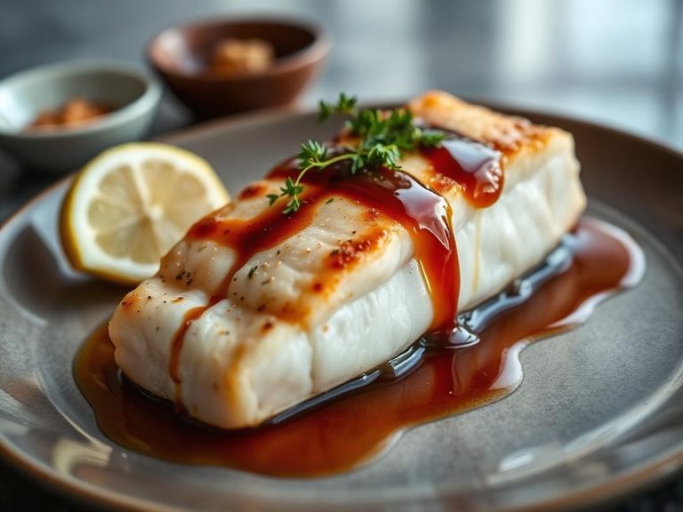 Baked Halibut with Miso Glaze