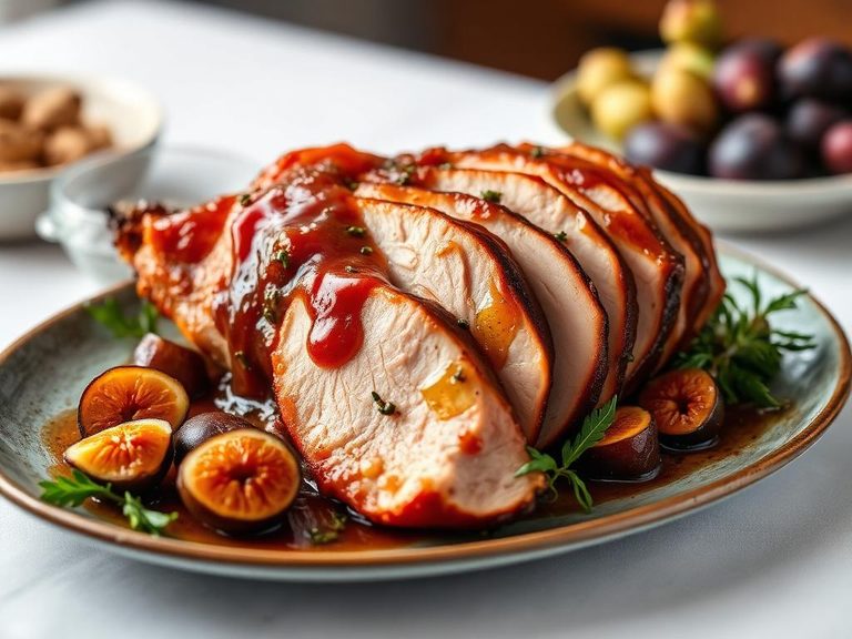 Baked ham or pork with fig glaze