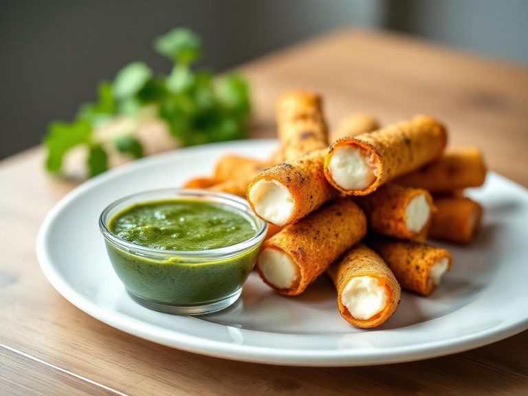 Baked mozzarella sticks with pesto dip