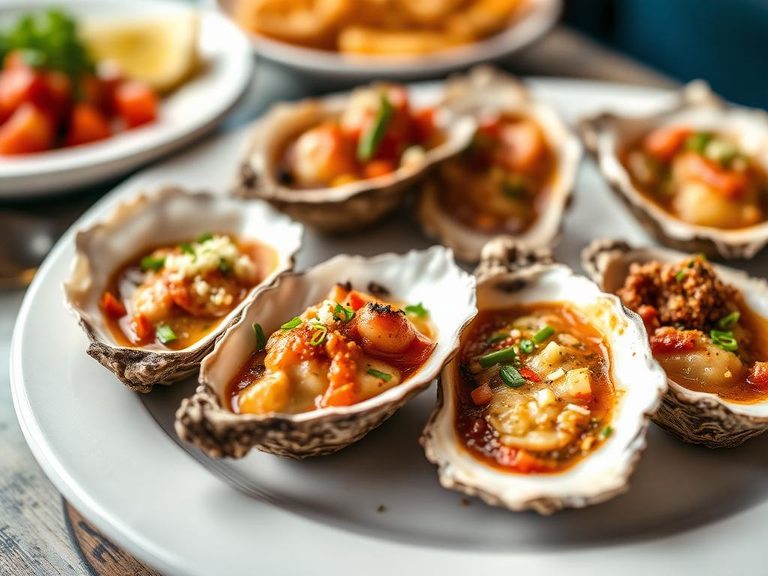 Baked Oysters with various toppings