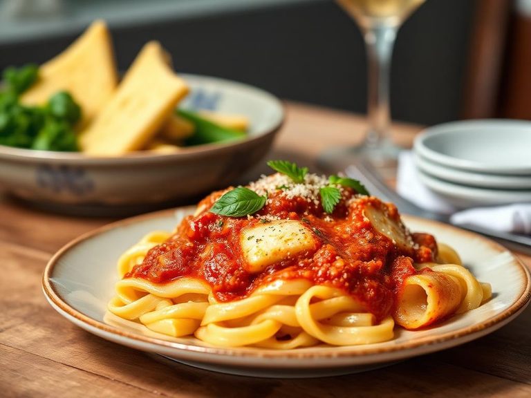 Baked Pasta with Cheese and Tomato Sauce
