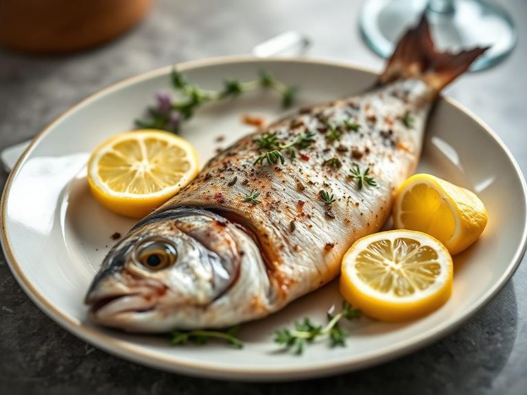 Baked pike with lemon and herbs