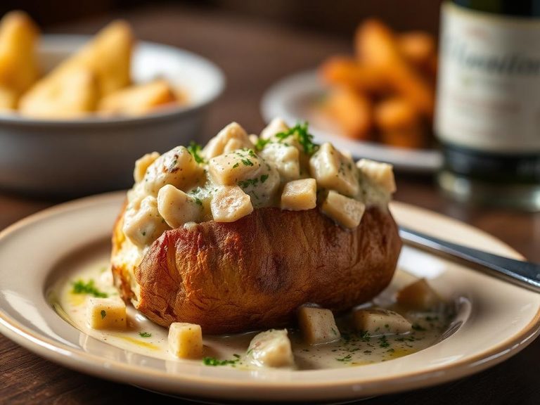 Baked Potato Topped with Clam Chowder