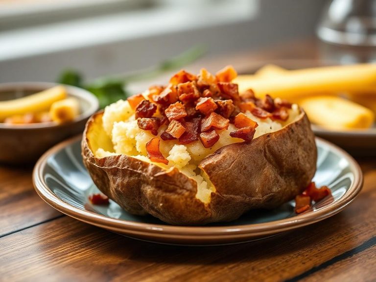 Baked potato with bacon bits