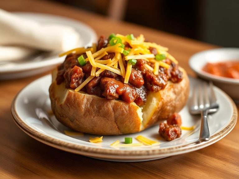 Baked Potato with Chili and Cheese
