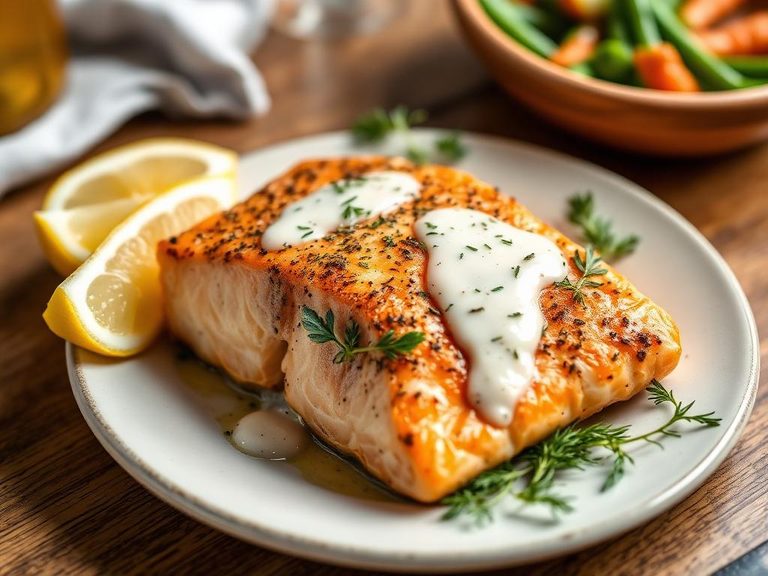 Baked Salmon with Lemon-Dill Sauce