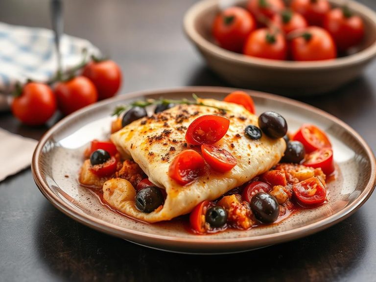 Baked Scup with Tomatoes and Olives