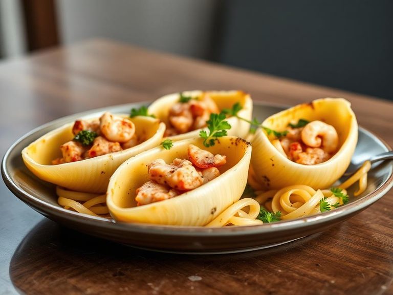 Baked Seafood Pasta Shells