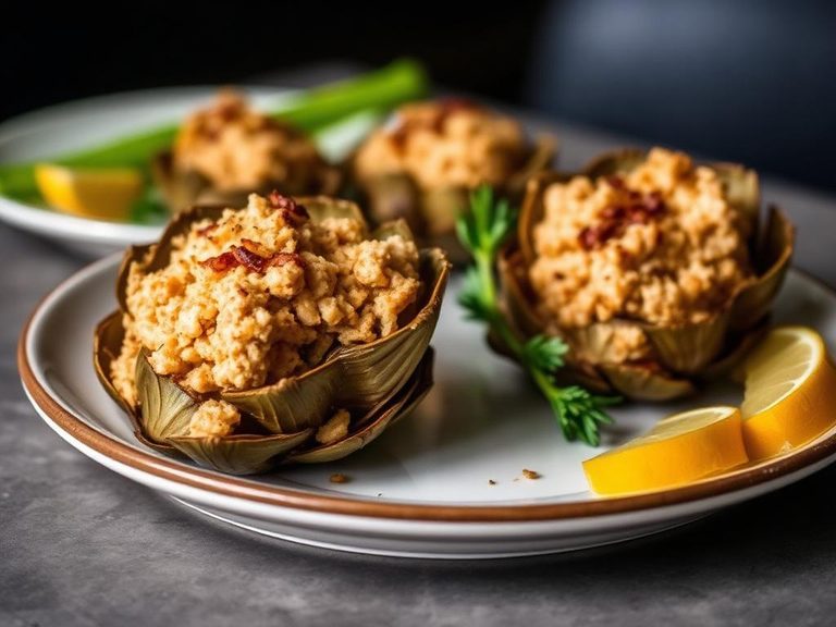 Baked Stuffed Artichokes with Crabmeat