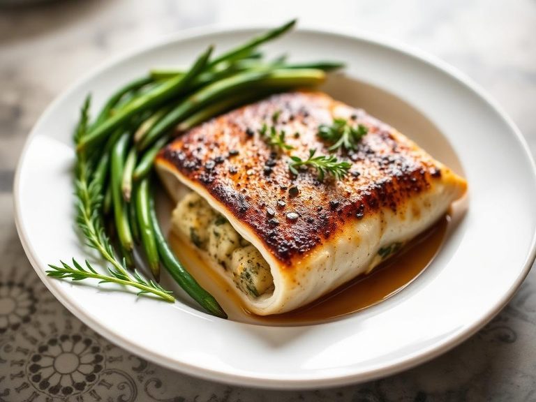 Baked Stuffed Striped Bass