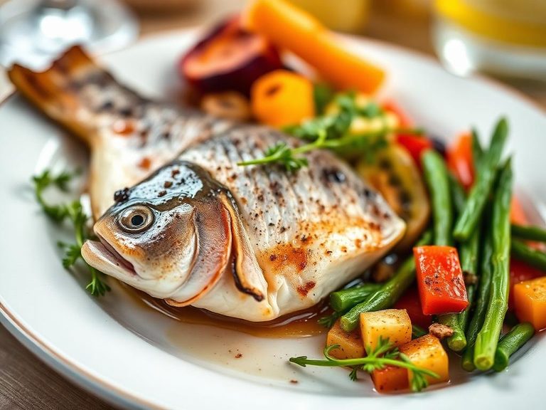 Baked trout with vegetables