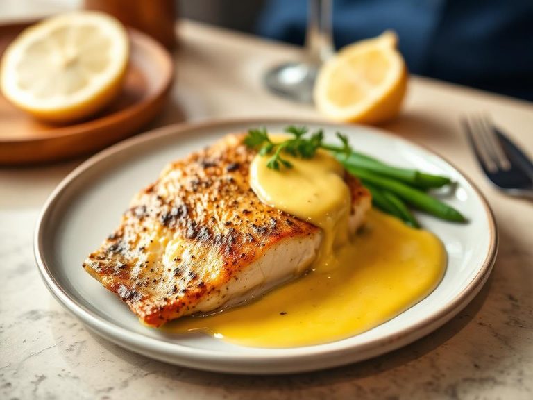 Baked turbot with beurre blanc sauce